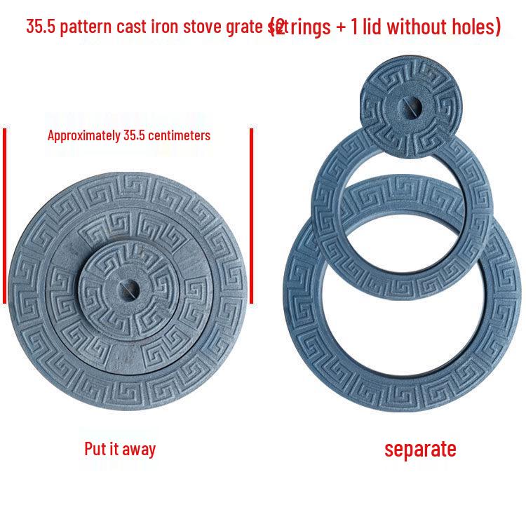 Cast Iron Firewood Stove Ring & Lid: Thickened Rustic Pot and Fire Pit Accessories