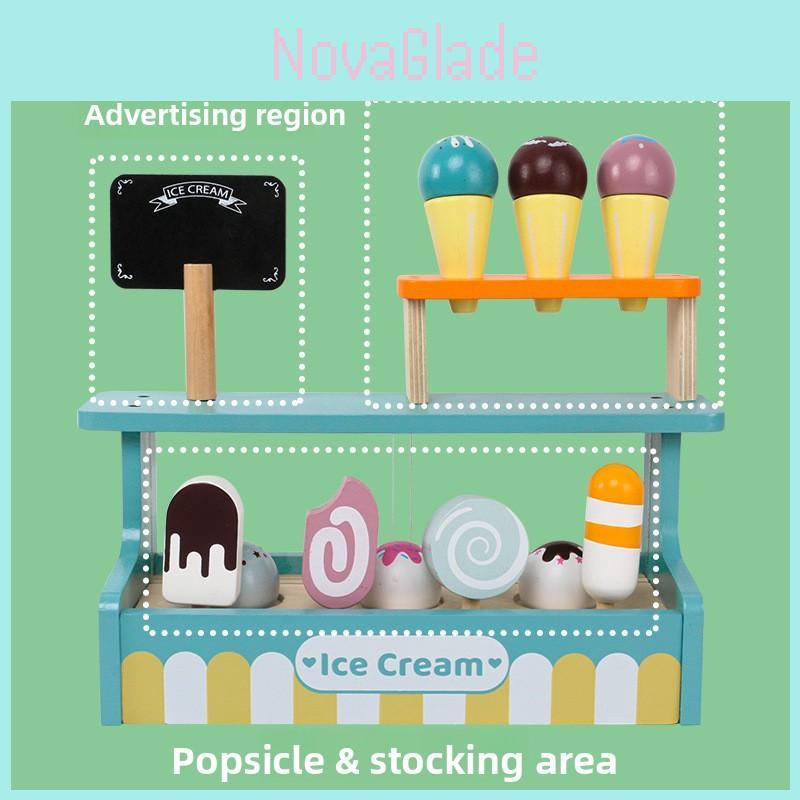 Wooden Ice Cream Shop Play Set With Realistic Design For Kids Imaginative Role Play
