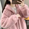 2025 Winter Women's Hooded Faux Fur Coat - Mid-Length, Loose, Thickened Imitation Rabbit & Lambswool