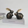 Brass Handicrafts Golden Rabbit Simulation Animal Sculpture Rabbit Zodiac Figurines Metal Figurine Home Decoration Accessories