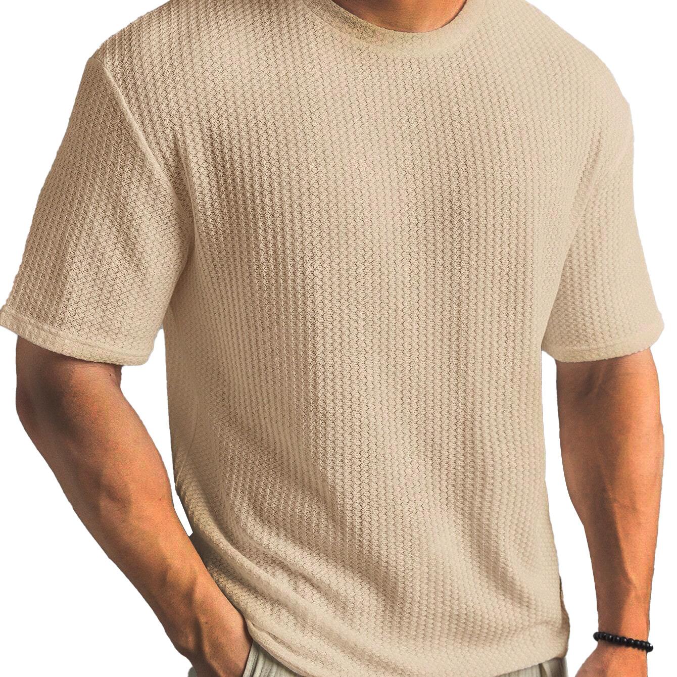 VIYOO Nieuw Zomers T-shirt voor Heren, Korte Mouwen, Casual, Veelzijdig en Stijlvol 3XL kaki