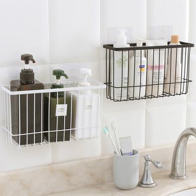 Self-Adhesion Kitchen Bathroom Iron Wire Basket  Storage Rack Mesh Organizer