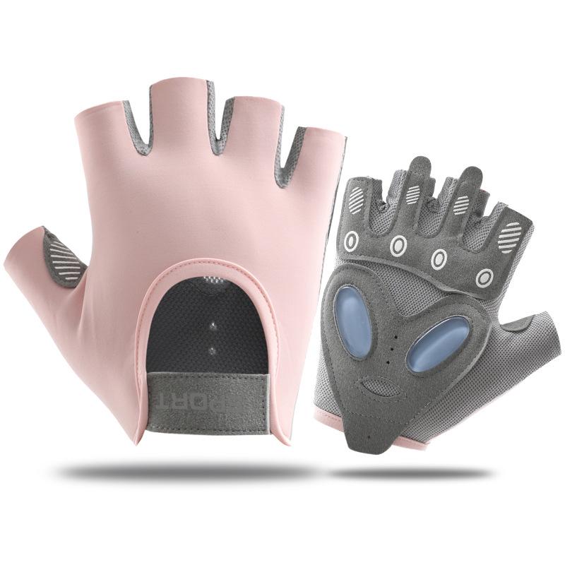 

Розовые перчатки для велоспорта без пальцев для женщин и мужчин, лето, весна, спорт, фитнес, дышащие, нескользящие, для йоги, спорта, рыбалки, велосипедные перчатки L розовый