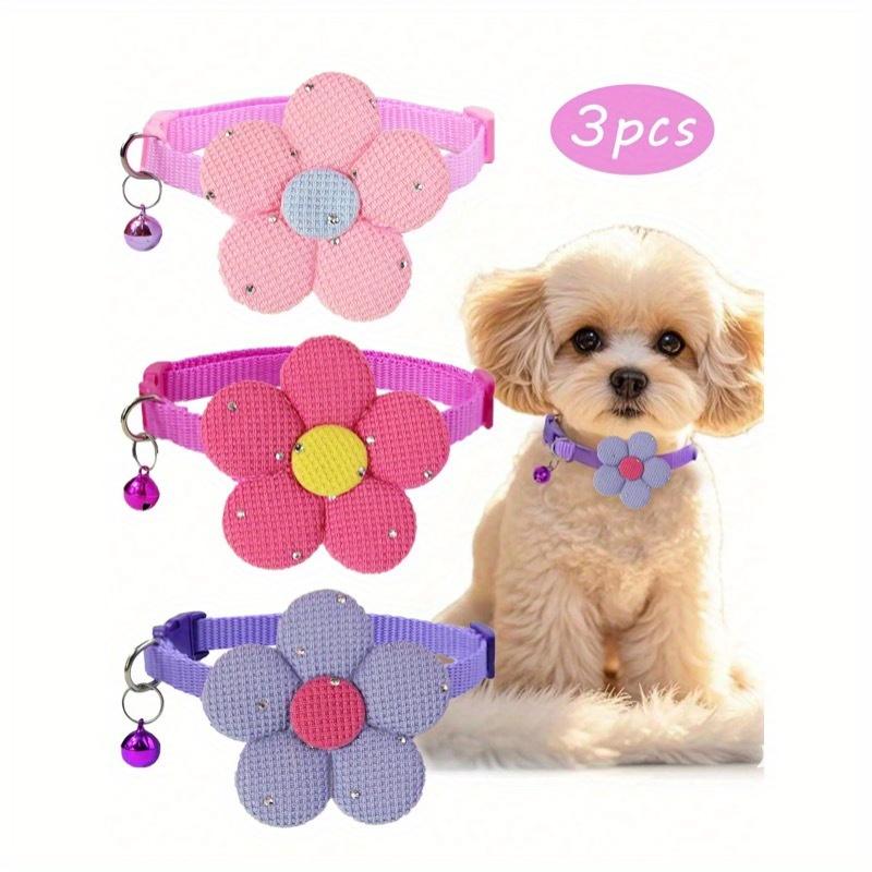 3pcs Set Cute Shiny Bow Bell Pet Collar For Daily Use - For Cats And Dogs