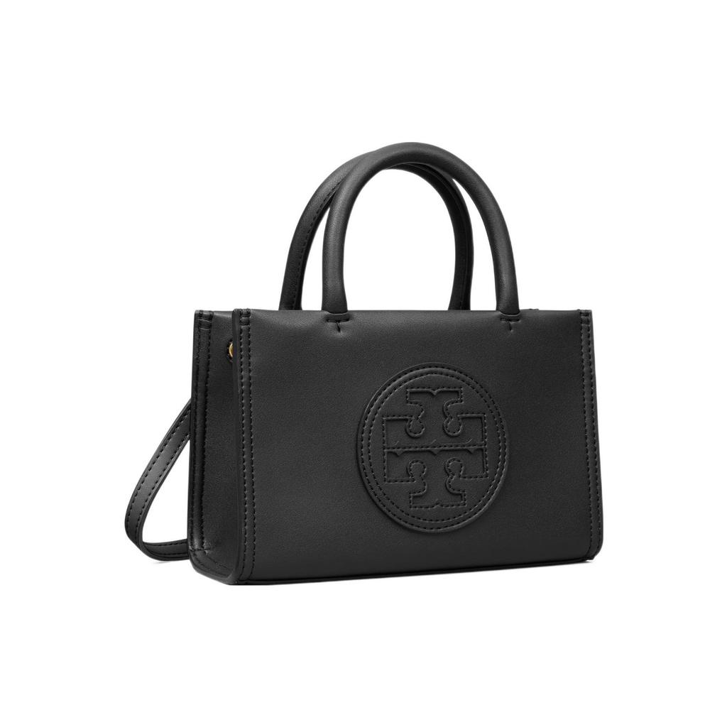 Tory Burch Ella Magnetic Snap Adjustable Detachable Shoulder Strap Leather Tote Bag Shopping Bag Crossbody Handbag Mini Women tote Black 145613-001