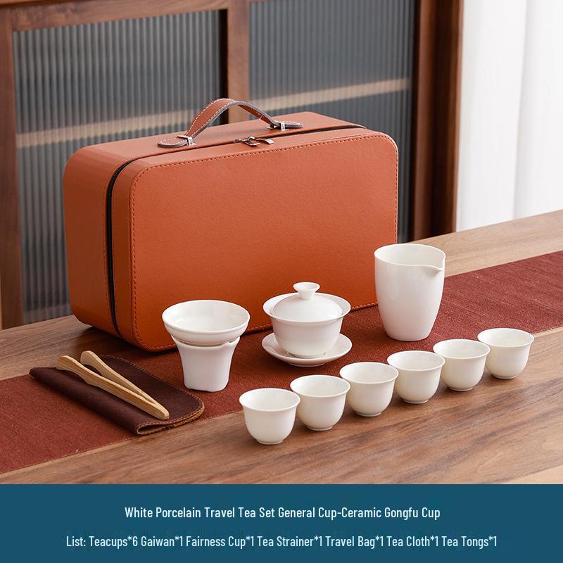 Portable White Porcelain Gaiwan Tea Set with Custom Logo