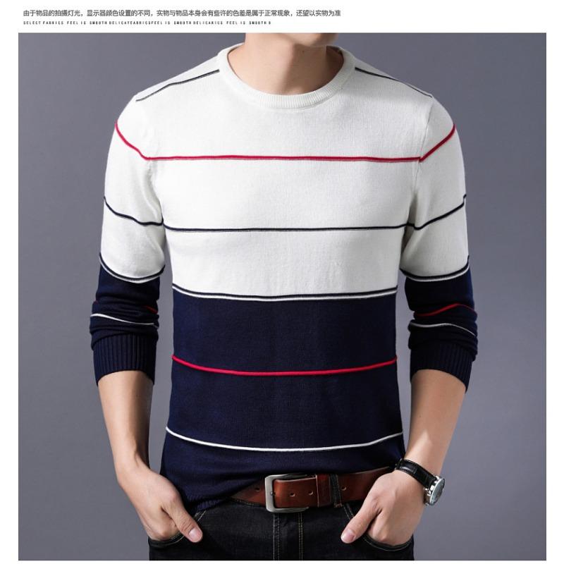 Men S Slim Fit Crew Neck Long Sleeve Striped Knit Pullover Sweater
