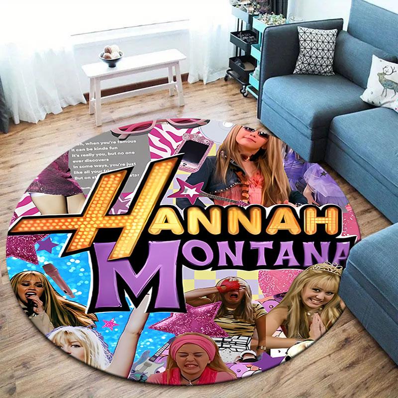 Hannah Montana Okrągły Dywanik, Dywan do Salonu, Sypialni, na Sofę, do Pokoju Zabaw, Antypoślizgowa Mata Podłogowa