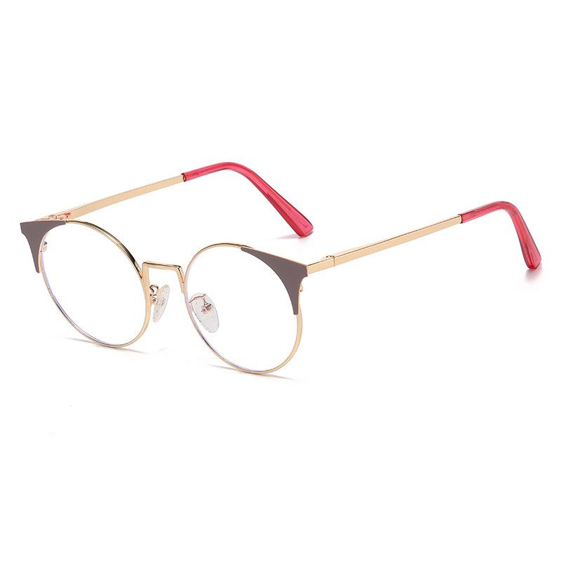 95588 Round Frame Fashionable Anti-Blue Light Unisex Glasses Frame, European And American Metal Spring Foot Flat Glasses