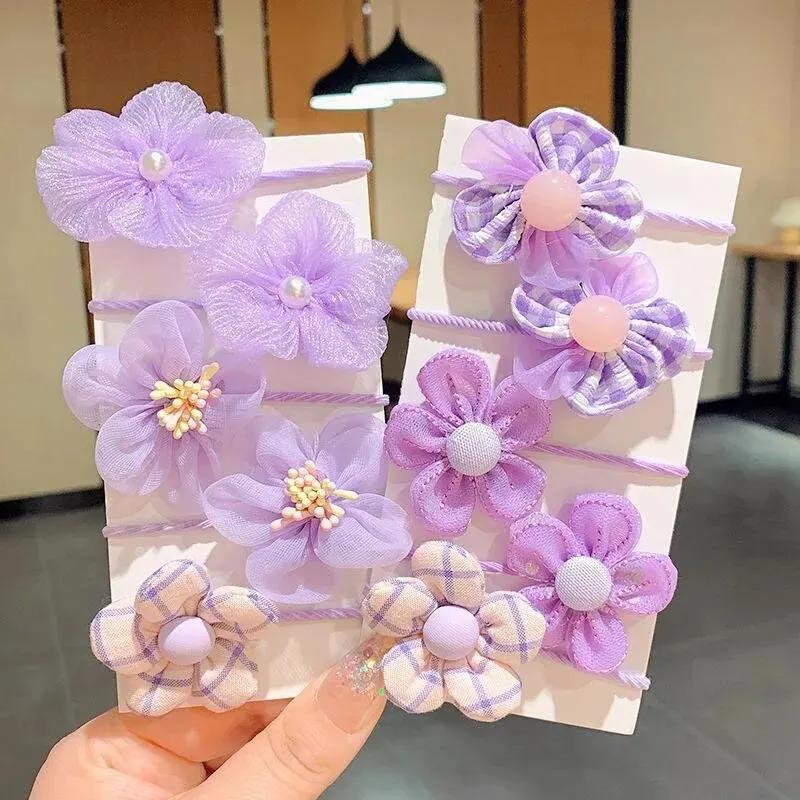 Cute Flower Baby Hair Bands Lace Elastic Girl Rubber Bands Hair Ropes Kids Hair Accessories