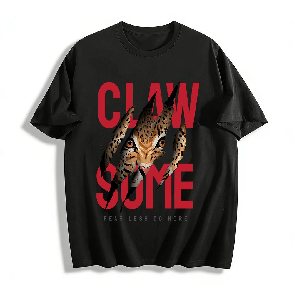 Fearless Cool Lynx Claw Print Casual Tee Trendy Statement Top Pure cotton T-shirt XXS