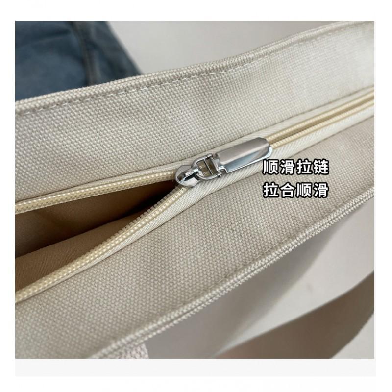 All-matching Canvas Bag 2026 New Style Pure Color Simple Large-capacity Tote Female College Students