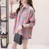 Camisa holgada de manga larga a cuadros para mujer, estilo coreano, chaqueta informal y versátil para estudiantes para primavera y otoño, talla grande, algodón