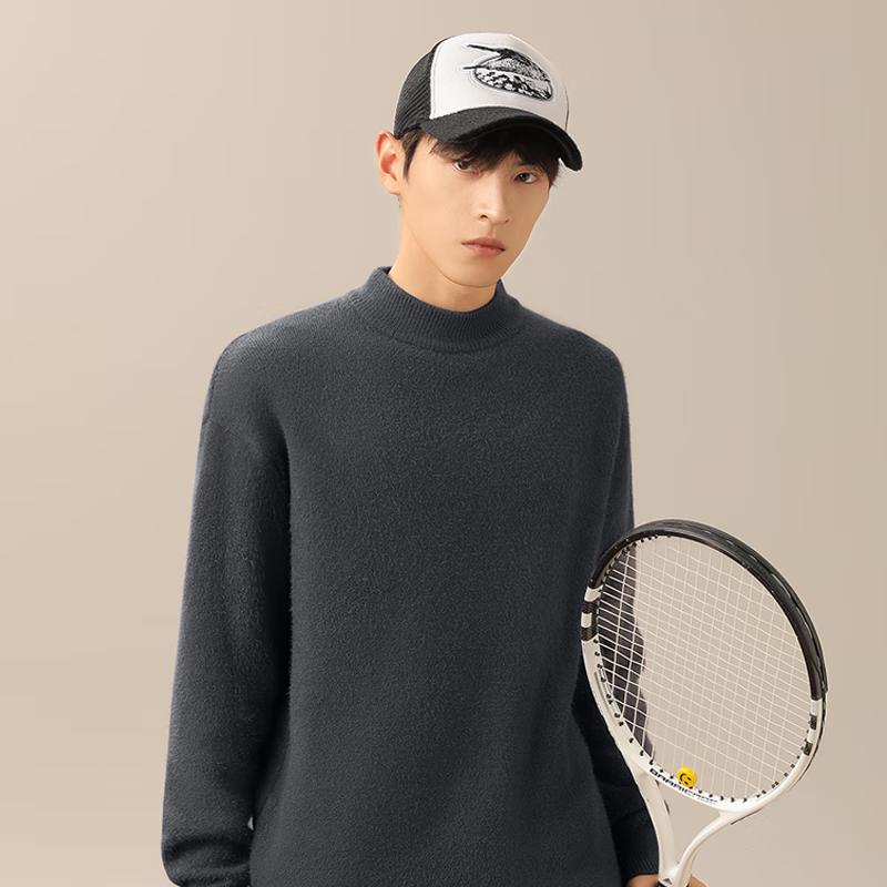 MINISO Men's Thermal Lined Mock Neck Knit Pullover