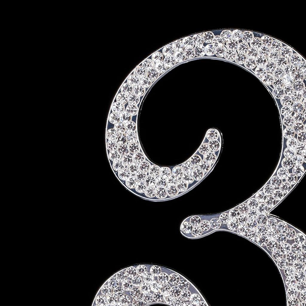 Number 3 Rhinestones Silver 3" Crystal Cake Topper Birthday Cake Topper Boy or Girl Birthday Anniversary Party Decoration Supply