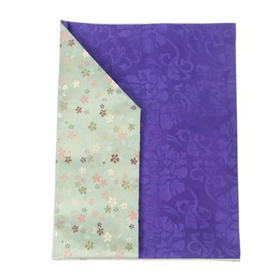 Portable Buddhist Memorial Tablet Pouch with Cherry Blossom Pattern (green)