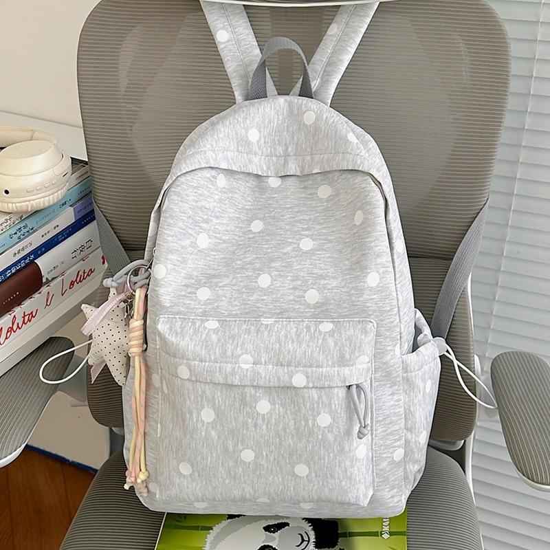 Schoolbag Cherry Blossom Pink Polka Dot School Bag Girls Junior High School Ins Niche High Value High School Student Backpack Large Capacity Fashion
