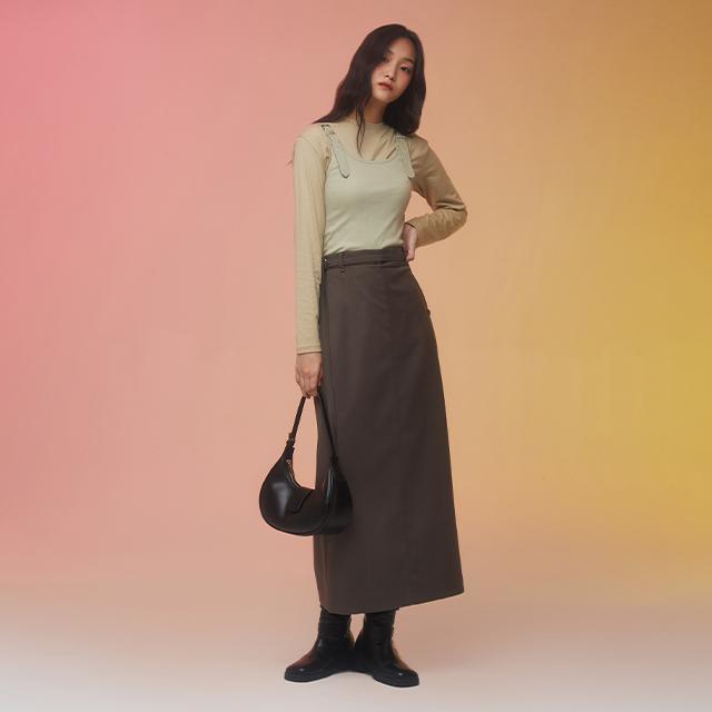 Rap Overlay Point Belted Long Skirt Aq3Ws865