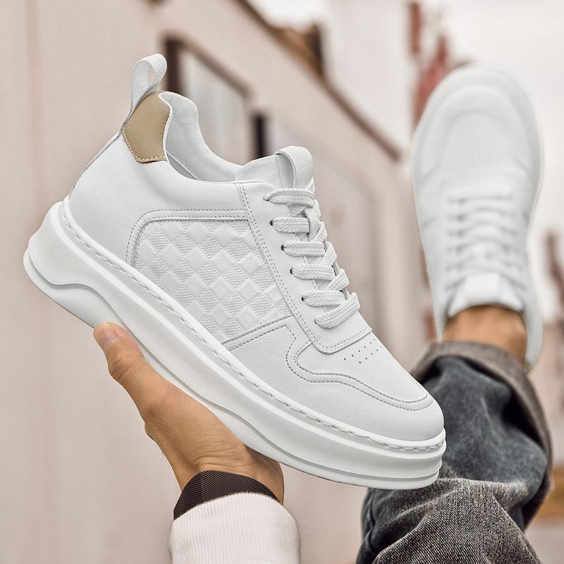 Tênis de Casal com Aumento de Altura de 6cm em Couro Genuíno Tamanho Grande Sapatos Casuais com Elevador Homens Mulheres Conforto Sapatos de Plataforma com Sola Grossa
