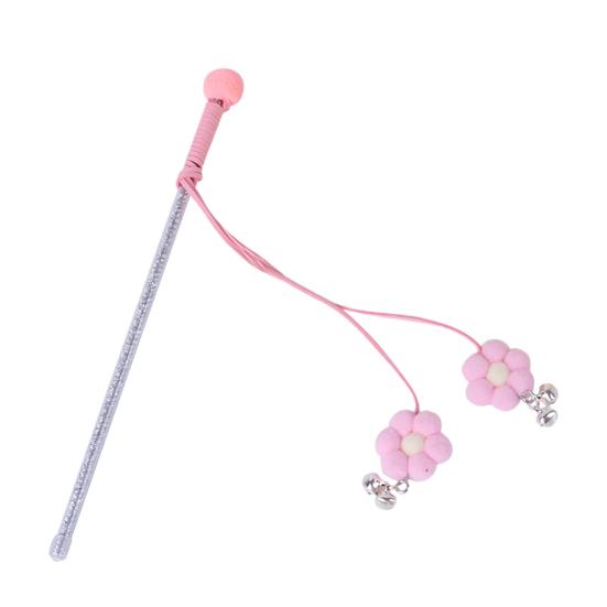 Cat Interactive Toy Comfortable Handle Soft Bell Delicate Tear-resistant Relieve Stress Vivid Color Flower Fairy Funny Cat Stick for Kitty