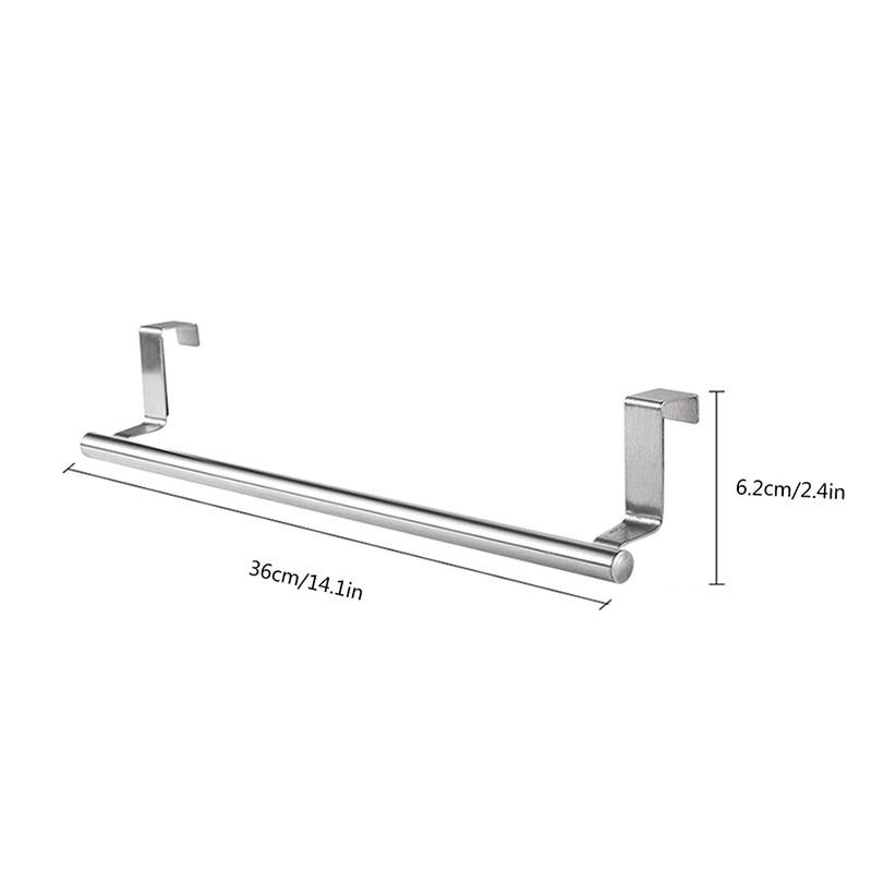 

Stainless Steel Over Door Towel Rack Bar Holder Fit on Cabinet Cupboard Door Long Silver