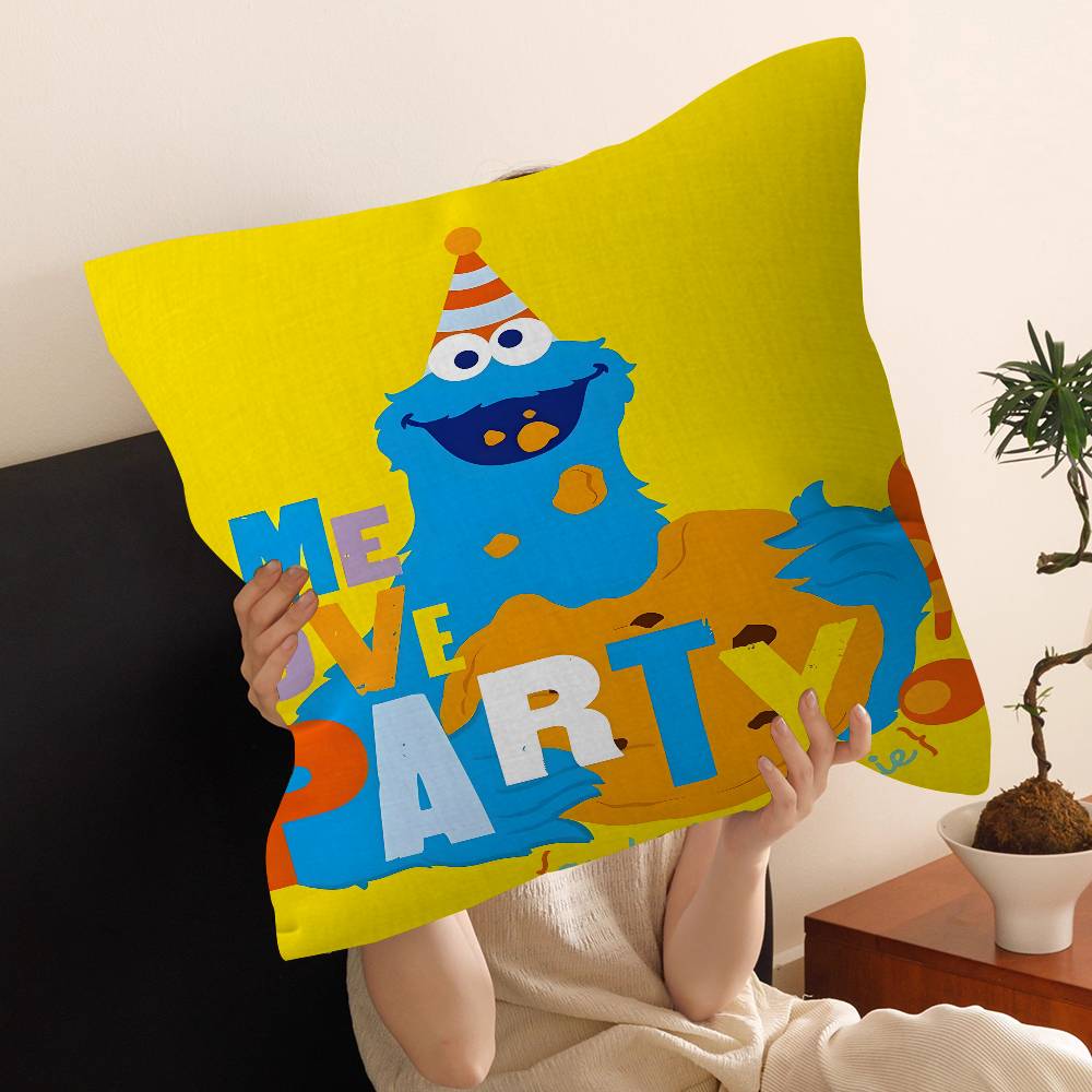 S-Sesame S-Street Cartoon Cushion Cover Car Throw Pillow Case For Sofa Car Christmas Gift 40x40cm 45x45cm