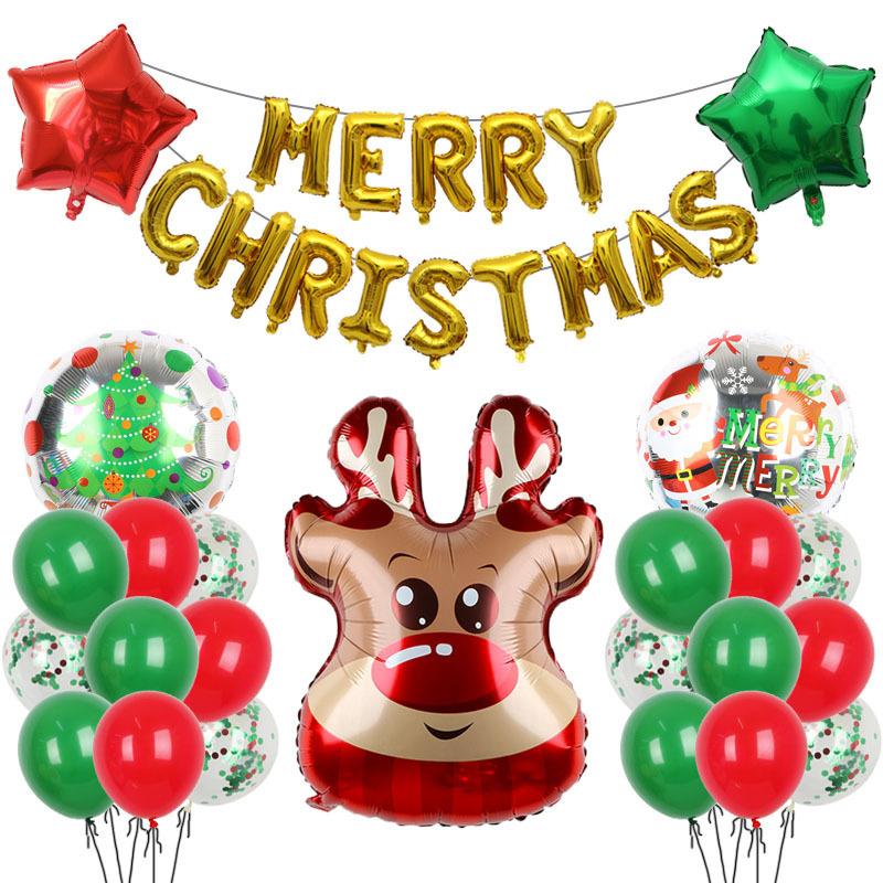 Christmas Decoration Balloon Set Smiling Snowman Elk New Year Arrangement Christmas Tree Party Decoration