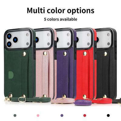 Wristband Cards Lanyard Phone Case For iPhone 17 17Air 16 16E 15 Pro Max 13 14 Plus 12 Mini Funda Crossbody Shockproof Cover
