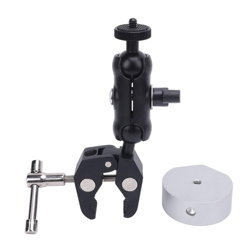 Satellite Clamp Bracket Adapter Set Aluminum Alloy Adjustable Clamp Bracket Kit for Mini for RV Pole Yacht Silver