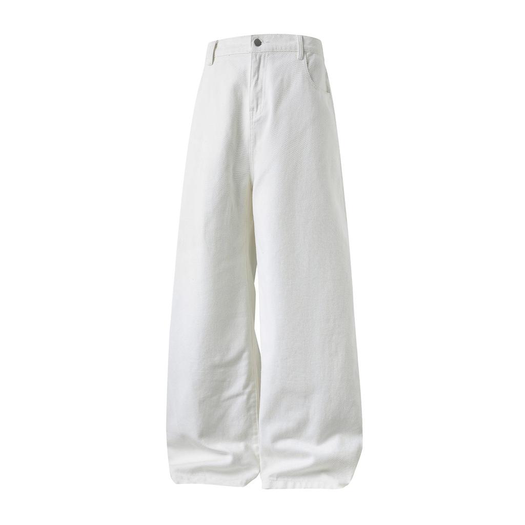 Washed distressed straight loose-fit men's jeans, new four-season vintage silhouette, trendy casual long pants