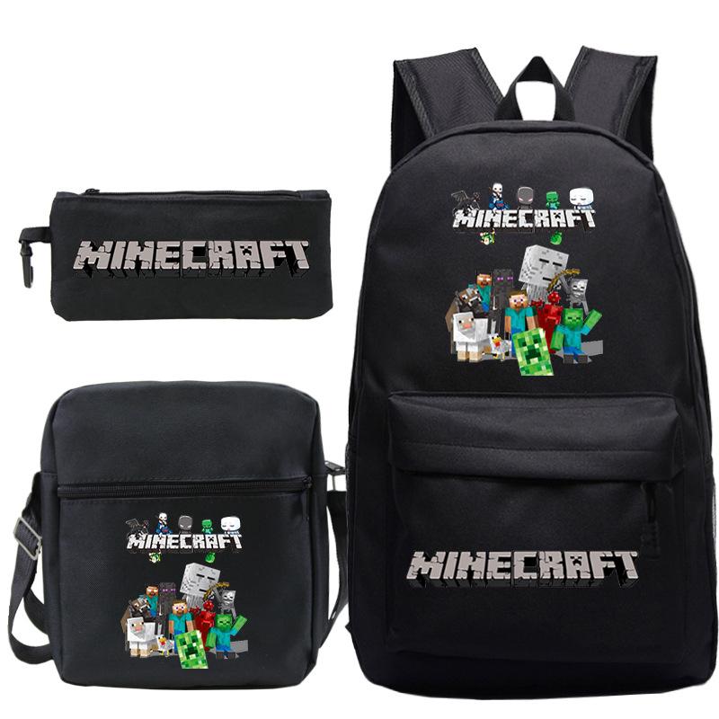 Minecraft Primary And Secondary School School Bag Children'S Backpack Backpack Shoulder Bag Pencil Case Three-Piece Set