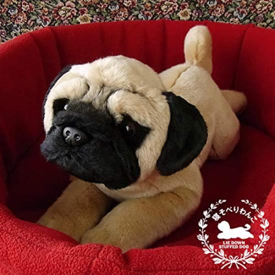 Ninian und Kino Plüsch Realistisch Liegend Ungefähr 40cm Lang Hund, Welpe, (Mops, Rehfarben)