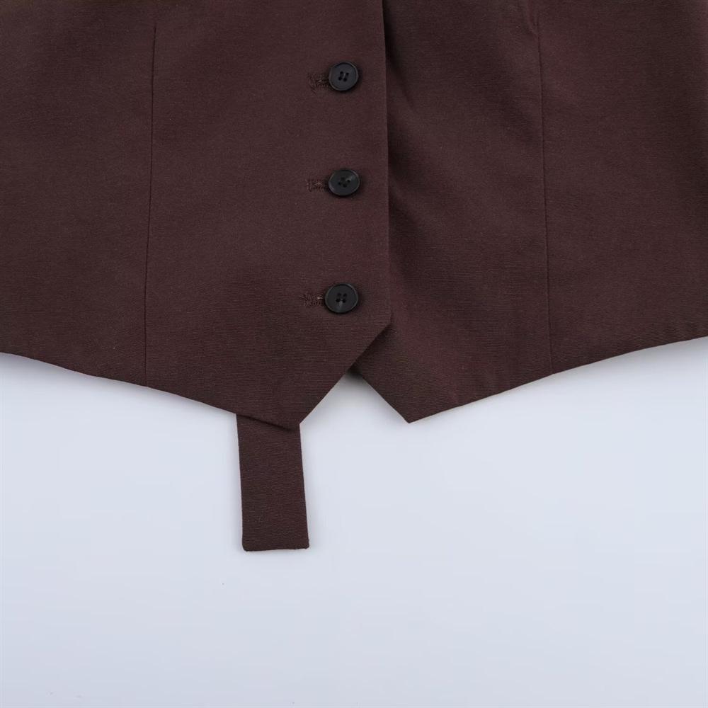 2025 Spring/Summer Women's Open-Back Vest & Loose Pleated Pants Set