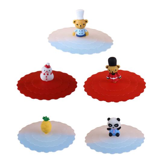 5Pcs Silicone Cup Lid Leak-Proof Heat-Resistant Cover for Glass Mugs Coffee Cups Food-Grade Odorless Cute Kitchen Accessory for Home