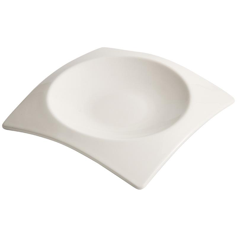Solid Color Square Ceramic Plate, Thick Soup Plate, High-end Restaurant Atmosphere Dishes, Dessert Plate, Tableware, Kitchen