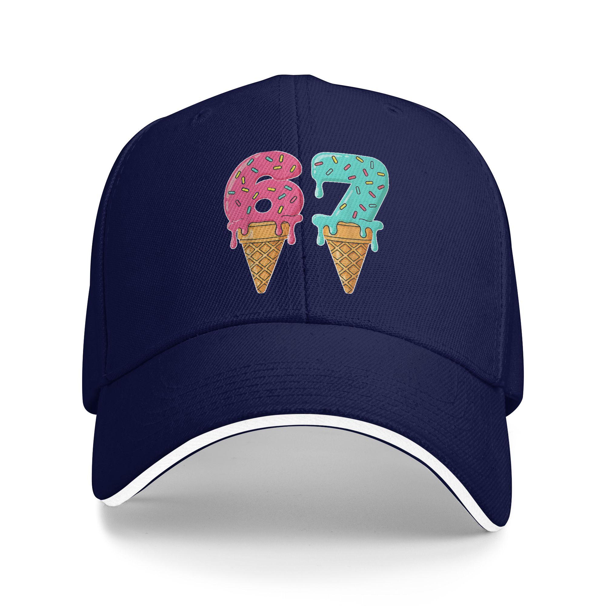 Summer Baseball Drip Ice Cream 67 Baseball Baseball Cap Kpop Rock Streetwear Design Sun Trucker Hat Men Wholesale Baseball Caps As Picture
