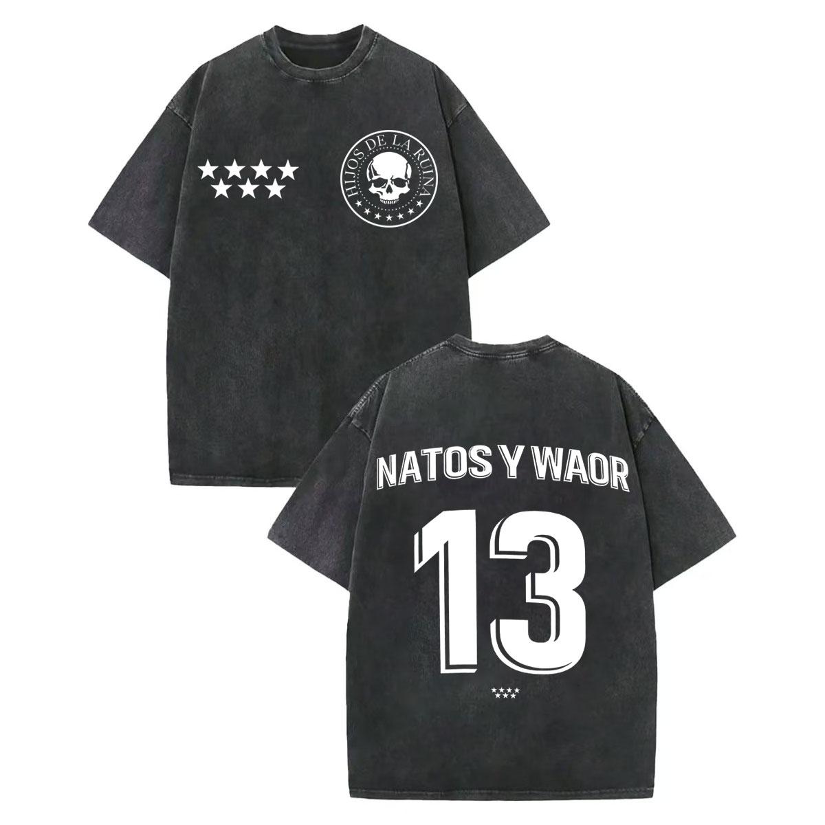 

Vintage Washed Rap Duo Natos Y Waor T-shirt Music Album Hijos De La Ruina Merch T Shirt Men Women Fashion Trend T-shirts S