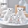White Glazed Resin Bears 4Pcs Mini Polar Bear Figurines, Miniature Mother and Baby Ornaments, Theme Crafting Materials Cute Animal Statues,