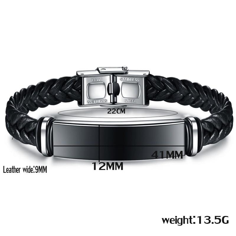 ZORCVENS New Fashion Personalized Stainless Steel Charm Bracelets Genuine Leather Braided Rope Men Bracelet Custom