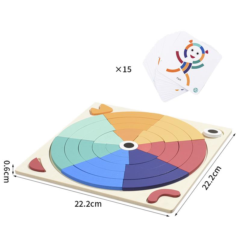 Montessori DIY Game Wooden Rainbow Creative Blocks Puzzle Color Shape Cognitive Educational Toys Gift For Children Kids