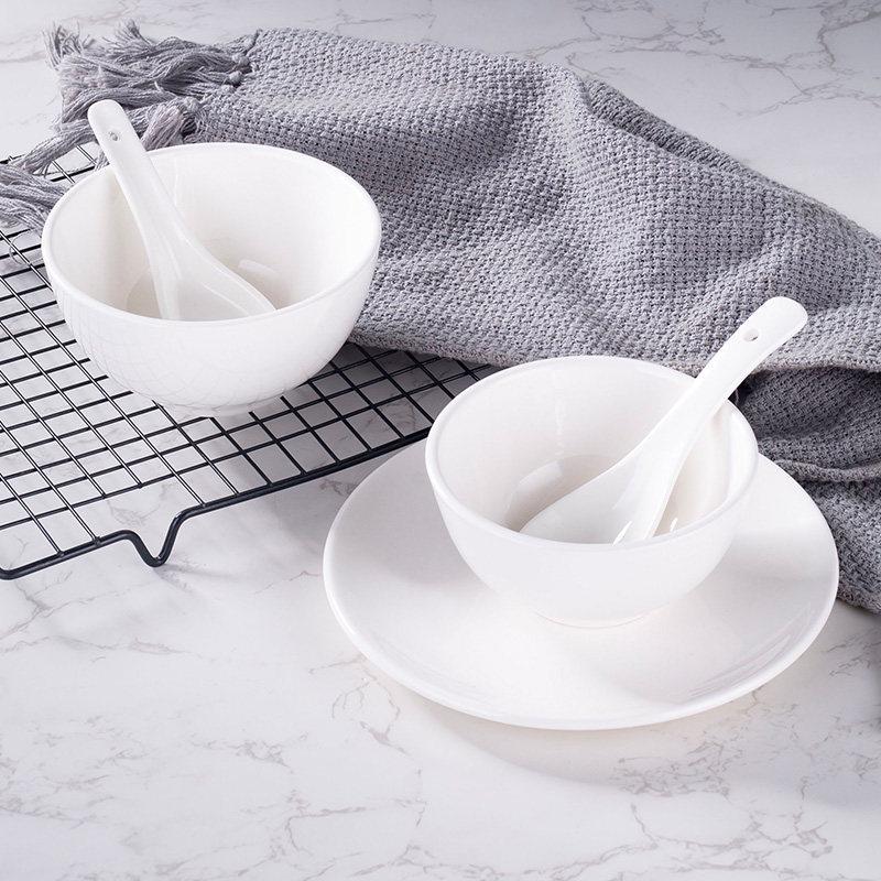 Thickened Ceramic Bowls for Rice, Breakfast, Soup, Noodles - Pure White