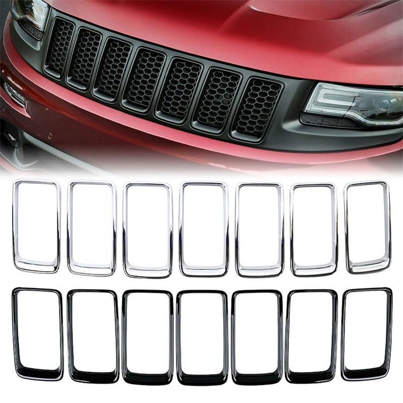 Czarne Pierścienie Wykończeniowe Grillu Przedniego i Tylnego z ABS do Jeep Grand Cherokee 2014-2016