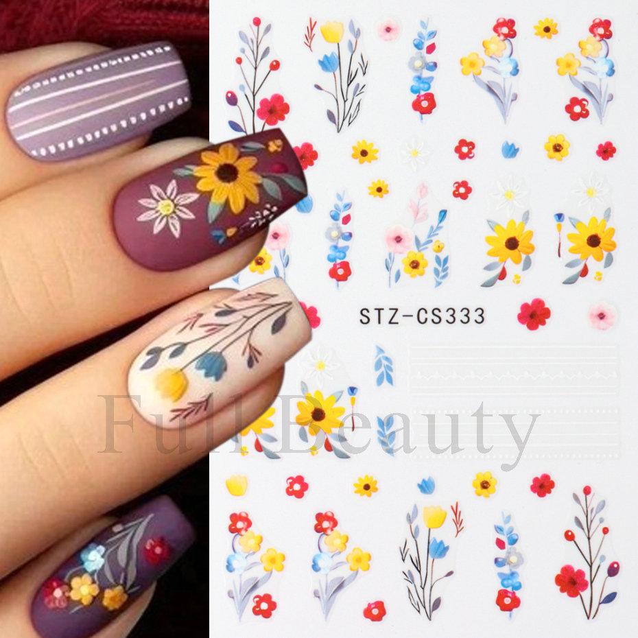 Nail Art Sticker Autumn And Winter Lace Sweater Flower Small Flower Branch Small Fresh Adhesive Nail Sticker