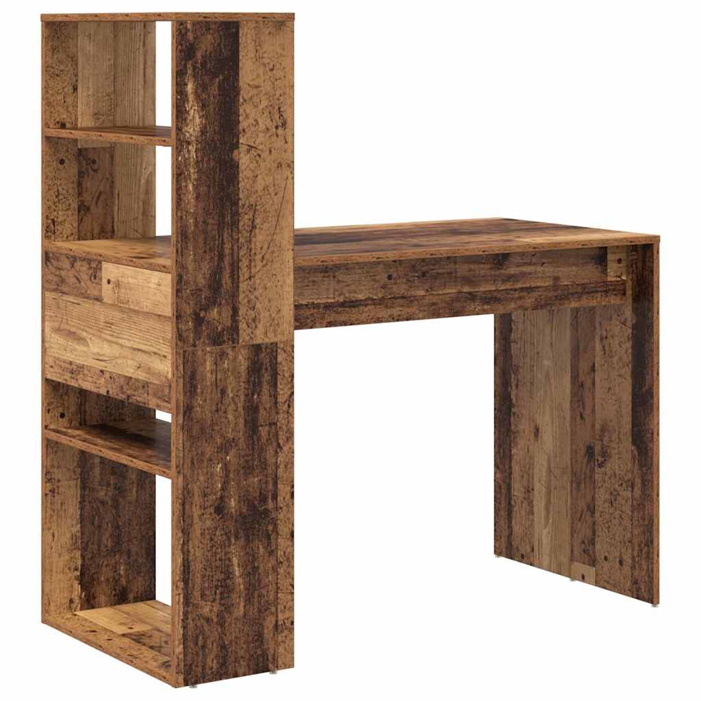 Desk with Shelf Reclaimed Wood Look 113 x 54 x 120 cm Engineered Wood