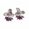 Silver Needle Drip Oil Flower Pearl Stud Earrings - Elegant Fashion Accessories for Women