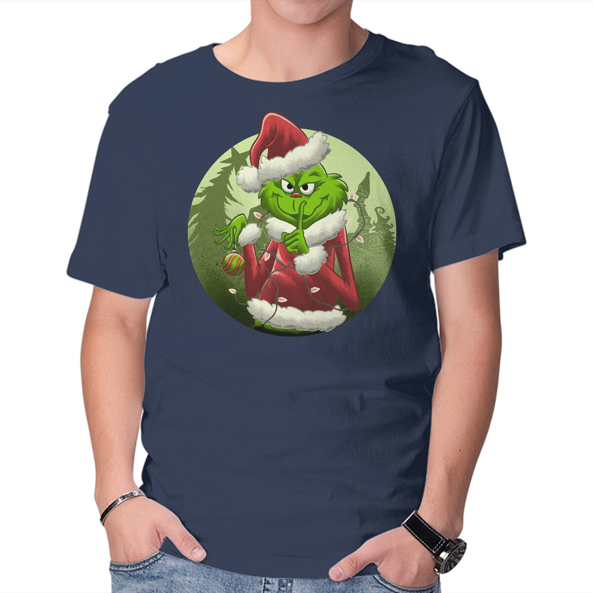 Unisex Crew Neck T-Shirt Christmas Stealer Graphic Short Sleeve Casual Tee M