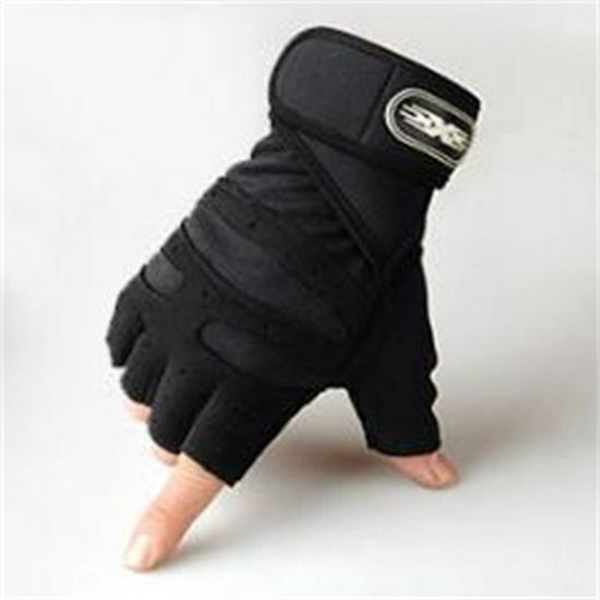 Тактические перчатки унисекс с открытыми пальцами для велоспорта, скалолазания, тяжелой атлетики и поддержки запястья Large чёрный