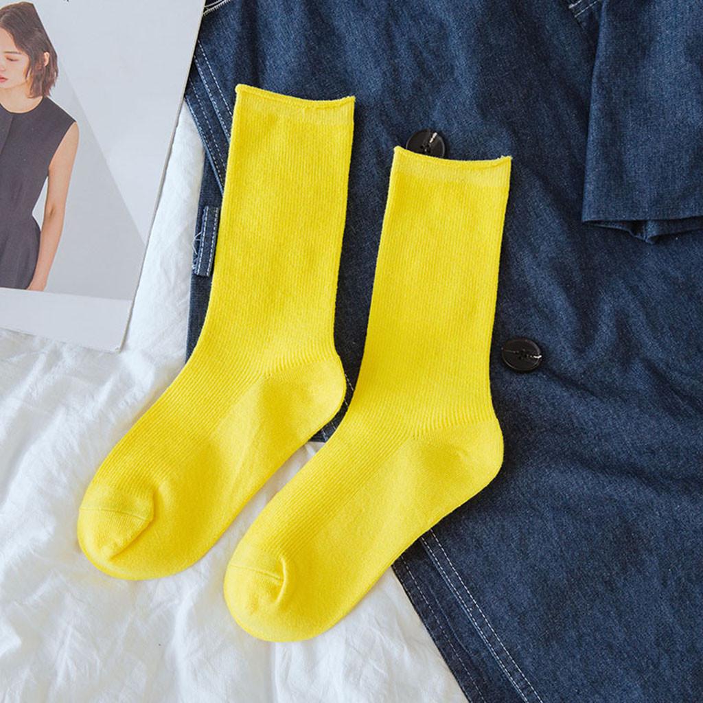 

Женские однотонные осенние носки, повседневные хлопковые носки, теплые носки жёлтый