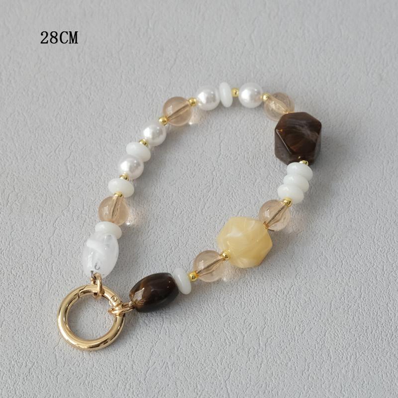 New Phone Accessory Wooden Chain Candy Beaded Luxury Phone Case Chains Acrylic Handle Lanyard Cell Mobile Patch Charm Strap