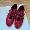 Ballet Flats Shoes Women Sneakers Casual Brand 2025 Trend Spring New Burgundy Retro Leather Mary Jane Design Sport Zapatos Mujer